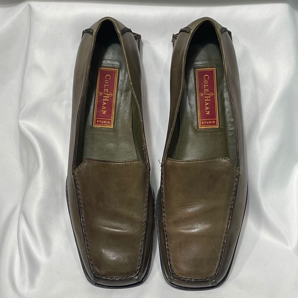 Cole Haan Olive Green Leather Loafers - Picture 2 of 8